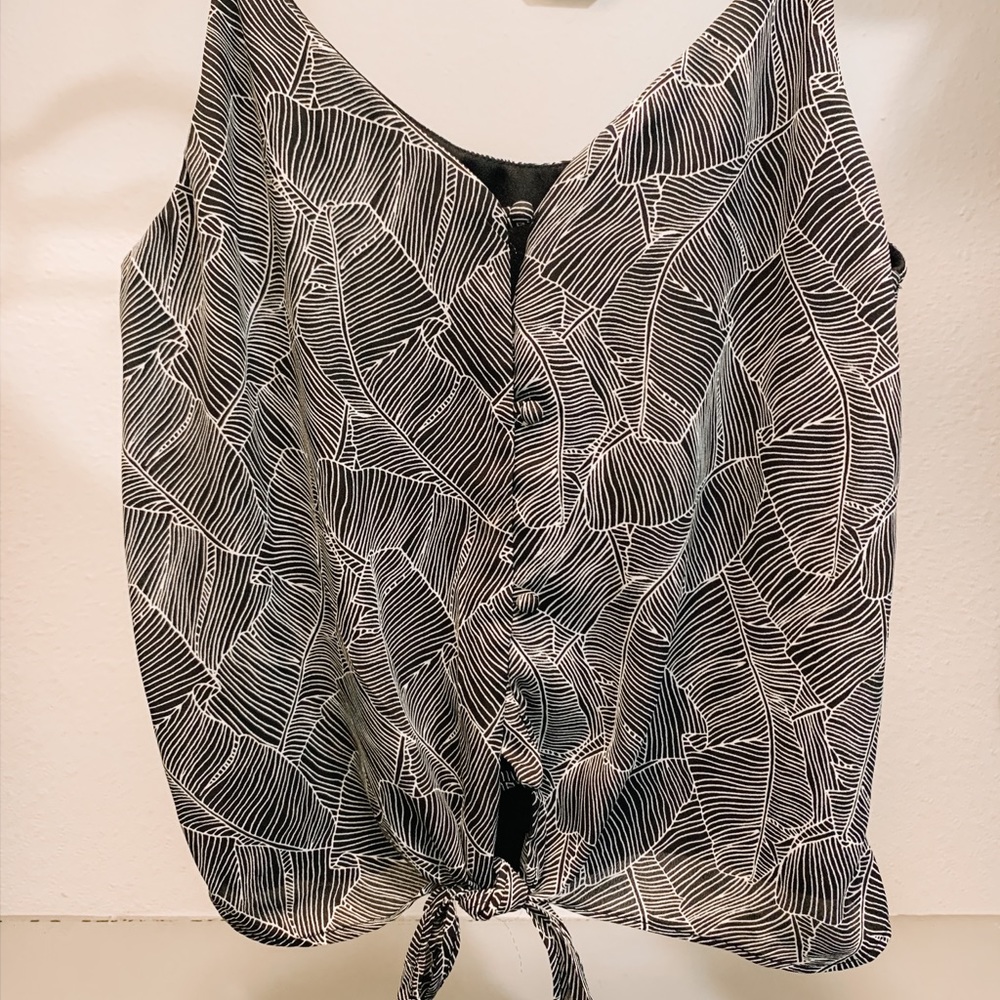 Black & White Tie Front Tank
